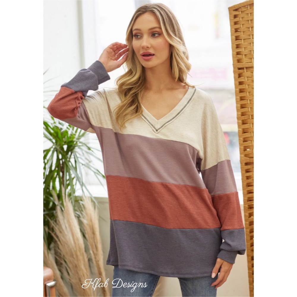 ❤️LAST 1! SALE! V Neck Lavender/Rust Thermal Super Soft Pullover! - Picture 5 of 8
